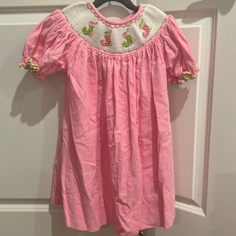 Smocked candy cane dress size 5